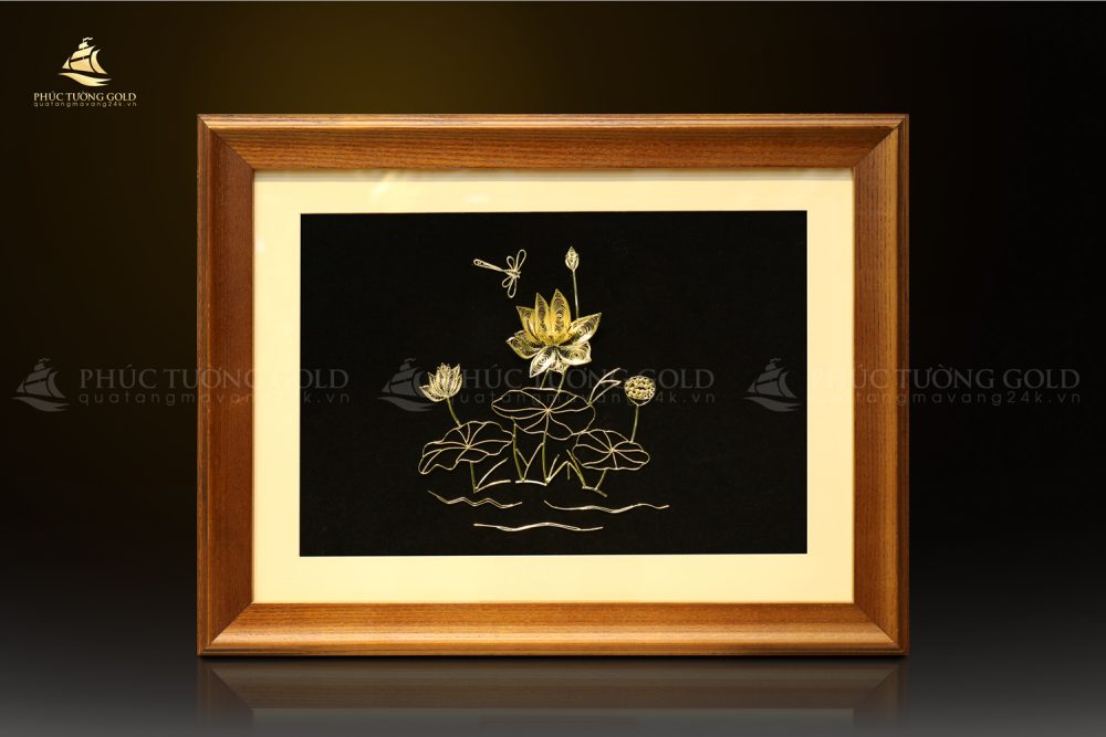 Tranh hoa sen bạc mạ vàng - HS04 2
