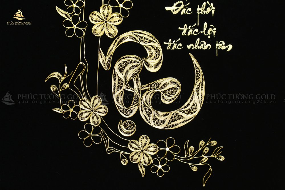 Tranh chữ “Lộc” thư pháp mạ vàng 24k- CL03 22