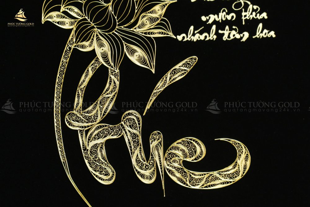 Tranh chữ “Phúc” thư pháp mạ vàng 24k – CP05 22