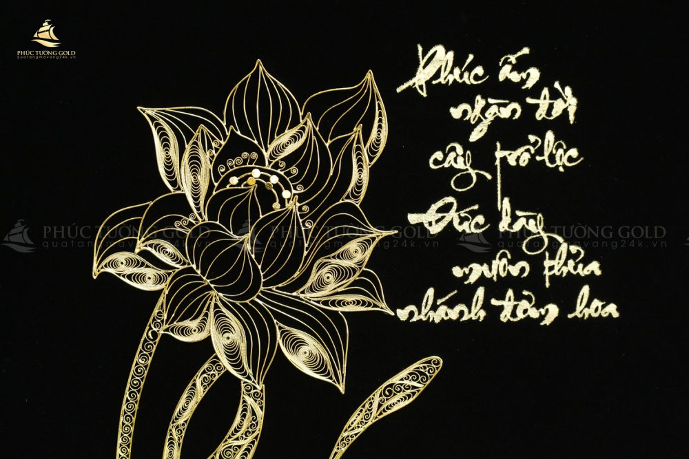 Tranh chữ “Phúc” thư pháp mạ vàng 24k – CP05 33