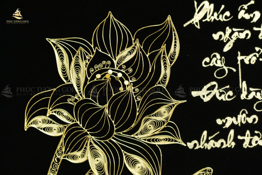 Tranh chữ “Phúc” thư pháp mạ vàng 24k – CP05 44