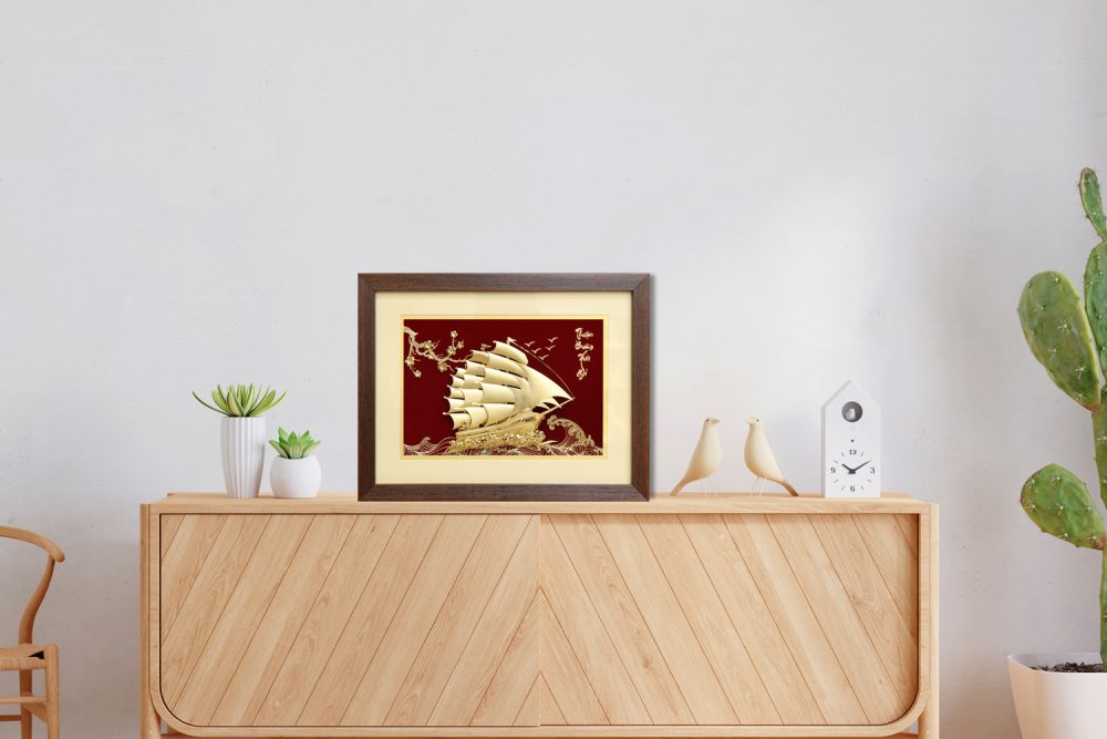 Tranh thuận buồm xuôi gió vàng lá 24k - M03 8