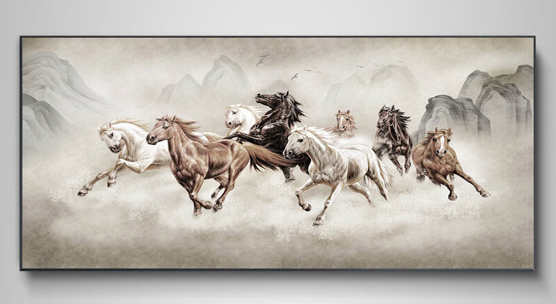 Tranh bát mã màu bạc, mang đậm ý nghĩa phong thủy - phuctuonggold-com