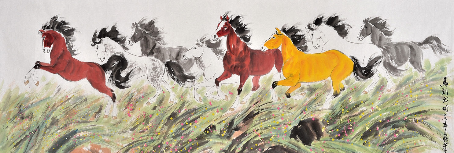 Tranh mã đáo thành công - yên bình trong gió thanh - phuctuonggold-com