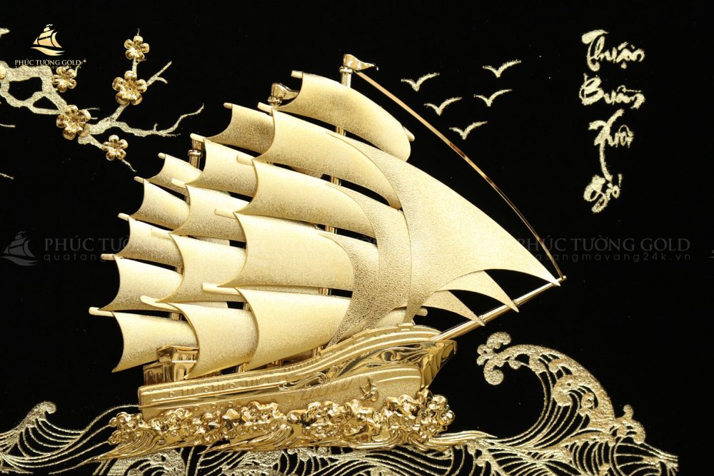 Tranh thuận buồm xuôi gió vàng lá 24K - M02 3