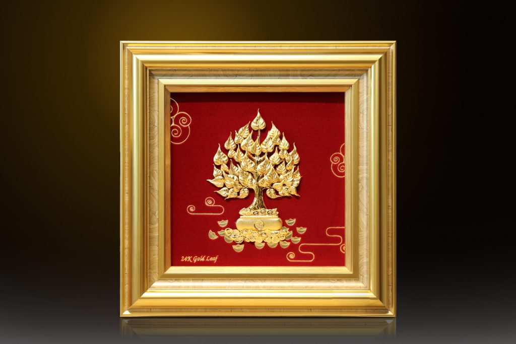 Tranh cây bồ đề vàng lá 24k – BD03