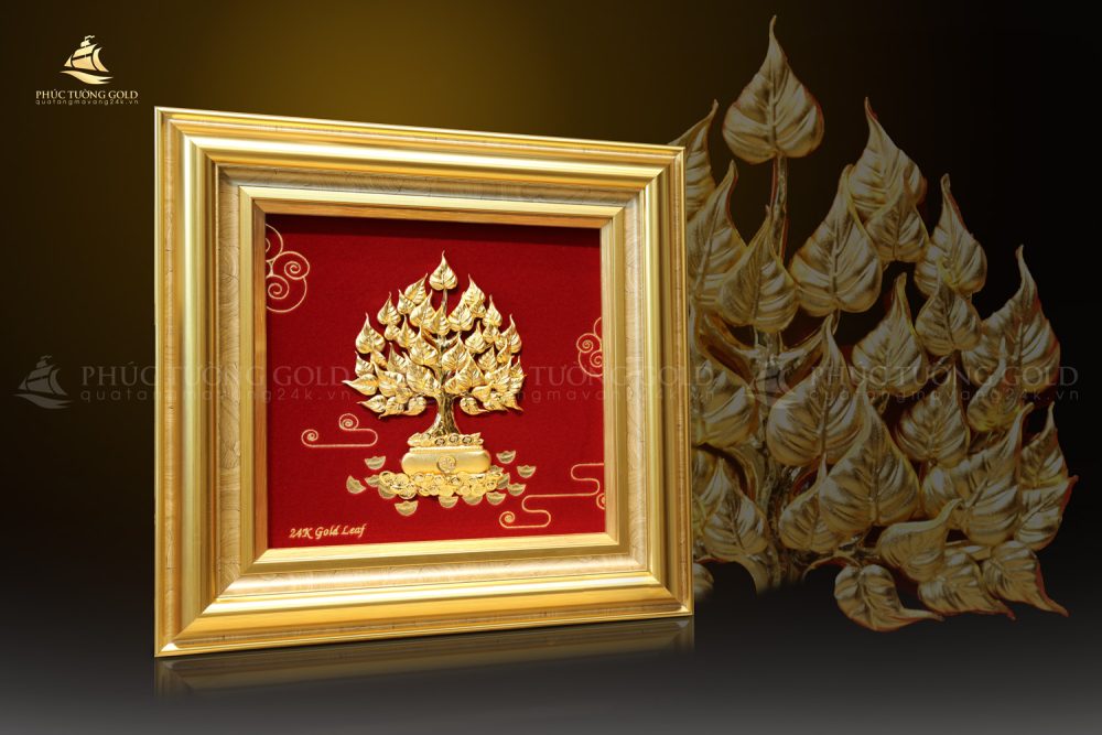 Tranh cây bồ đề vàng lá 24k – BD03 3