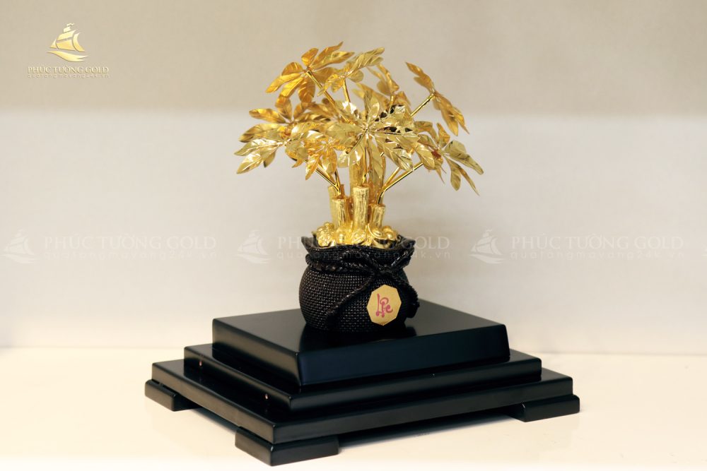 Chậu cây kim ngân mạ vàng 24K - KN01 2