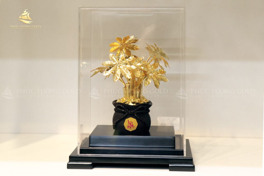 Chậu cây kim ngân mạ vàng 24K - KN01 3