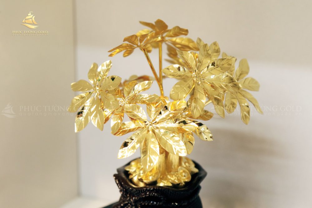 Chậu cây kim ngân mạ vàng 24K - KN01 4