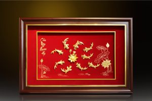 Tranh mạ vàng 24K "Cửu Ngư Quần Hội" - CN02