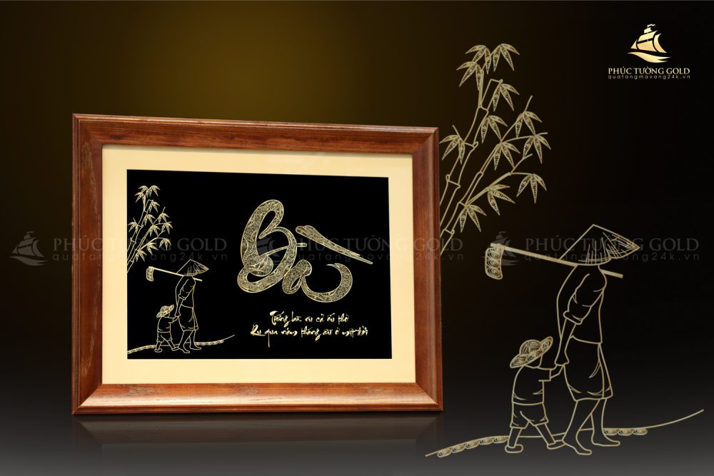 Tranh chữ Bà mạ vàng 24k - TCB02 3