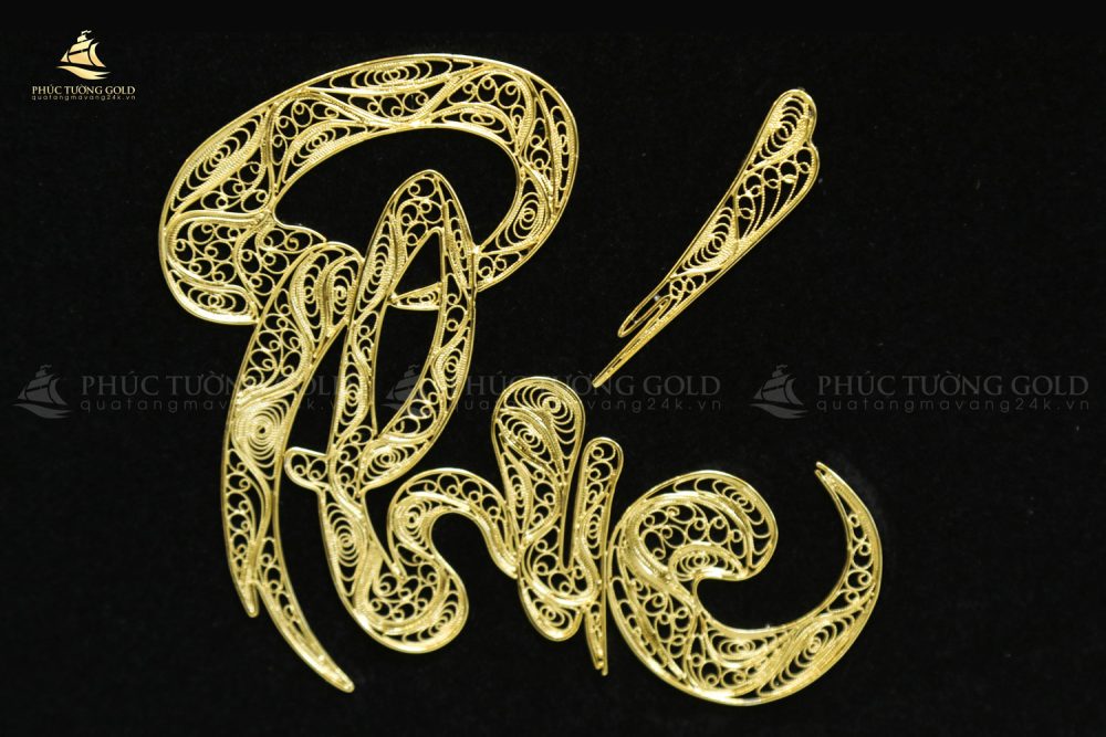 Tranh chữ Phúc bạc mạ vàng 24k - CP03 4