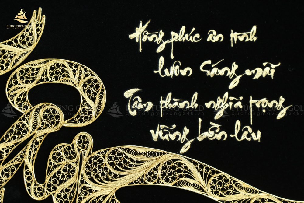 Tranh chữ Tâm thư pháp mạ vàng 24K - CT08 3