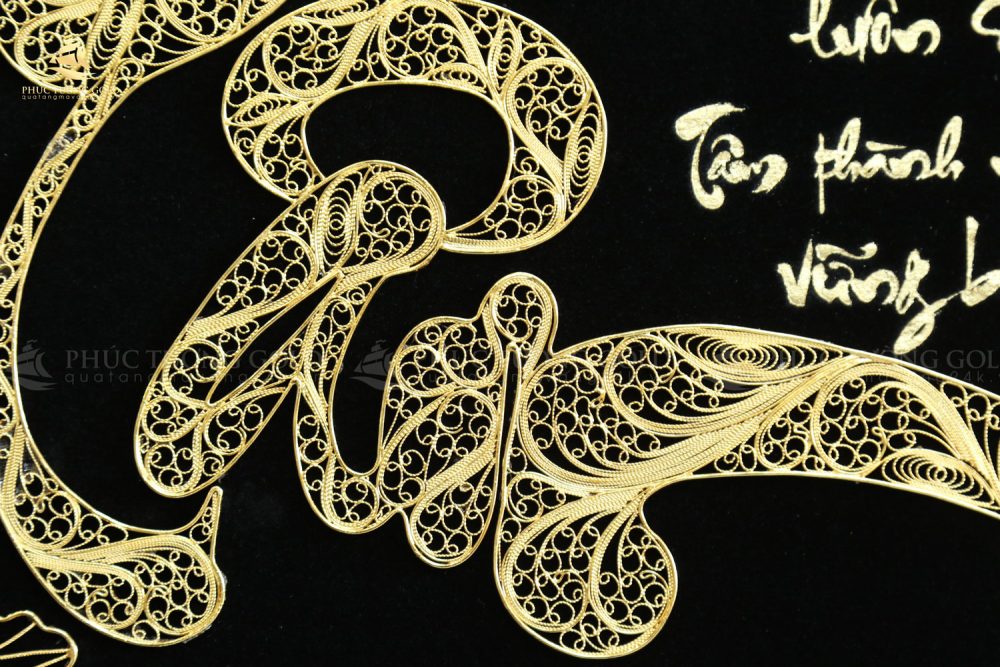 Tranh chữ Tâm thư pháp mạ vàng 24K - CT08 5