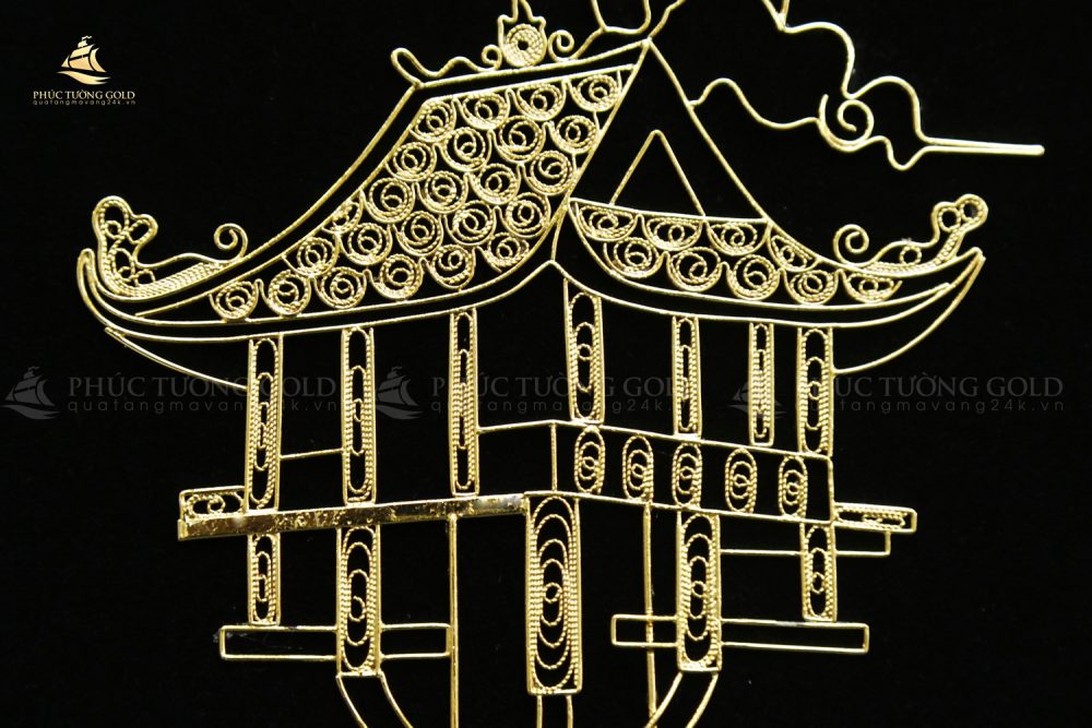 Tranh chùa một cột mạ vàng 24K - CMC01 4