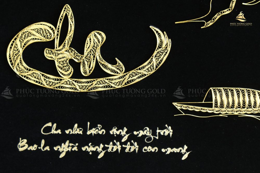 Tranh chữ Cha mạ vàng 24k - CC06 3