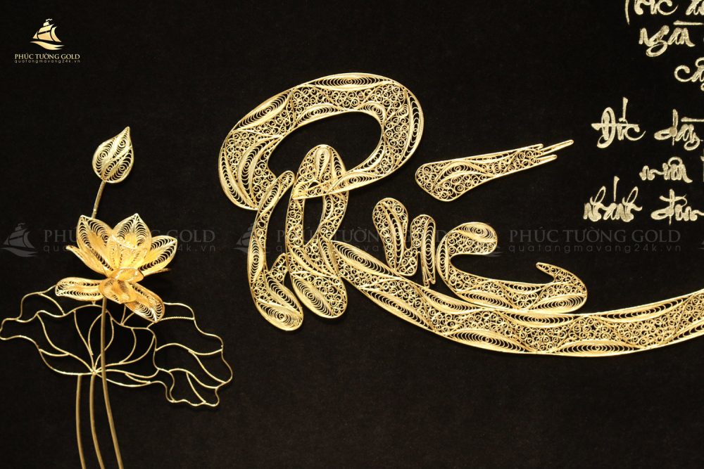 Tranh chữ Phúc mạ vàng 24k - CP04 4