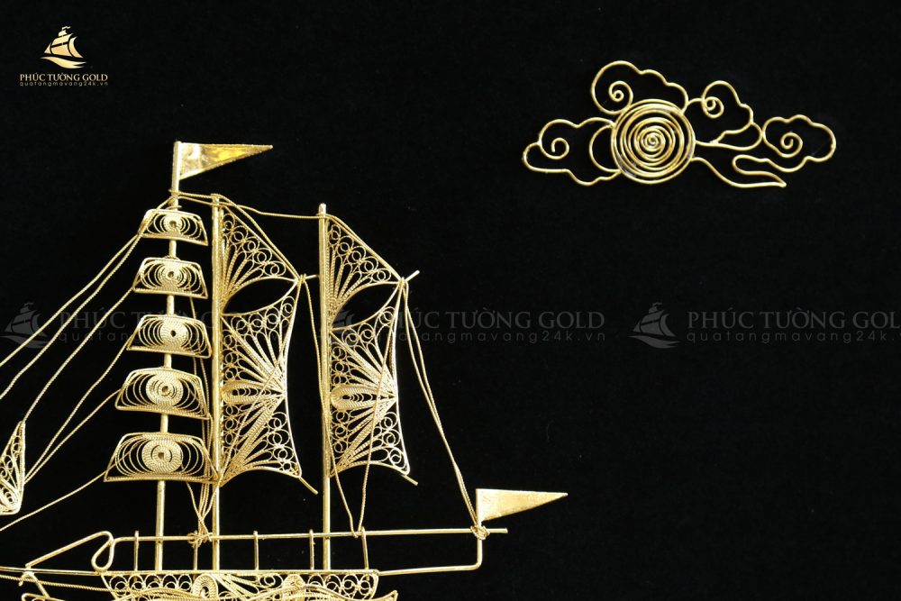 Tranh thuyền buồm phong thuỷ mạ vàng 24K - M05 5