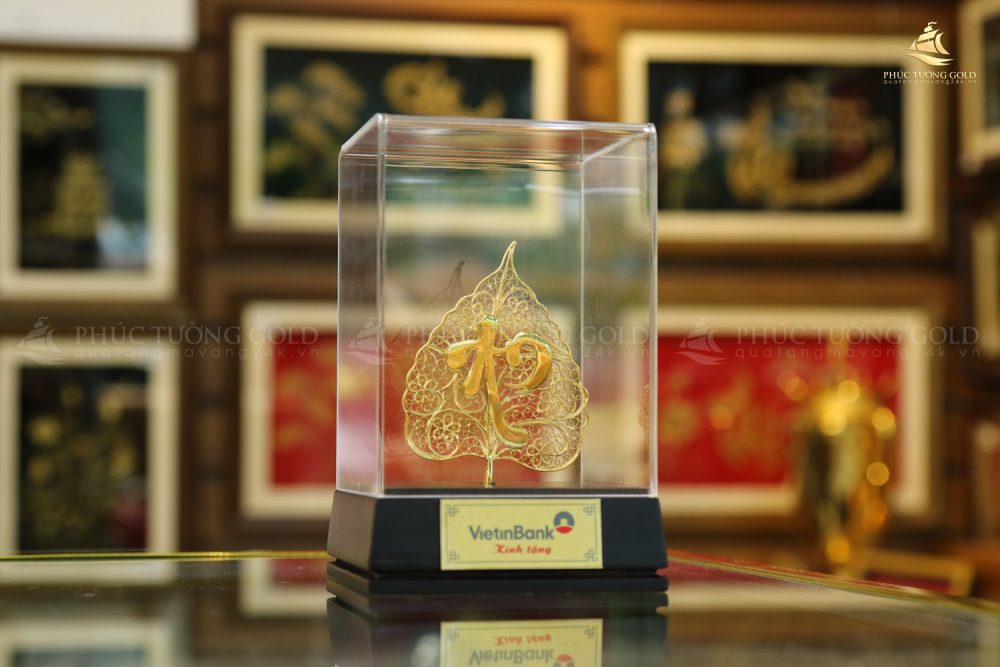 Lá bồ đề chữ An mạ vàng 24K - BD02 3