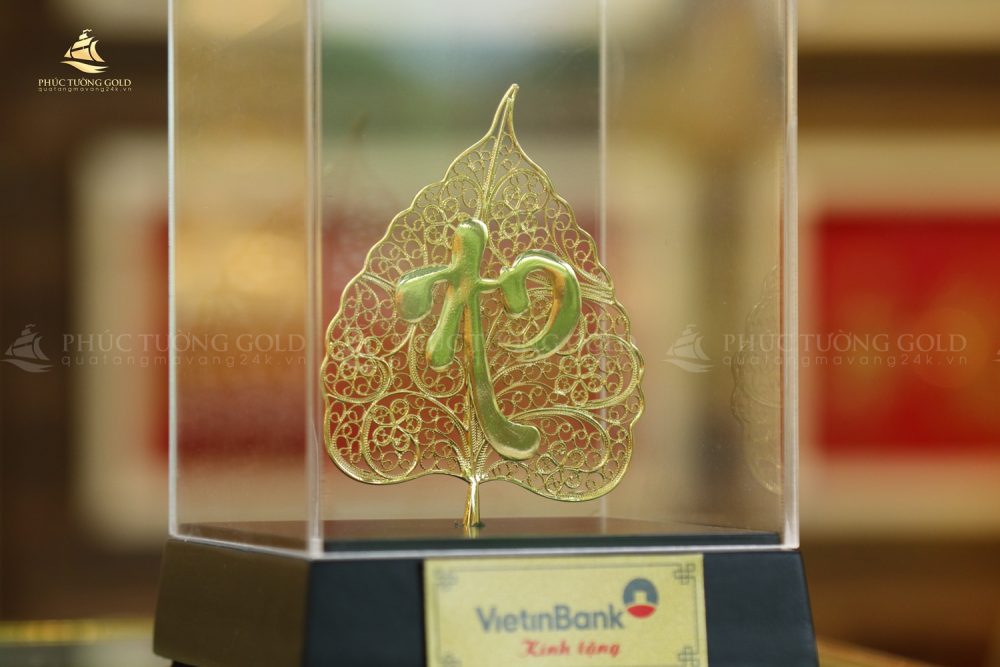 Lá bồ đề chữ An mạ vàng 24K - BD02 4