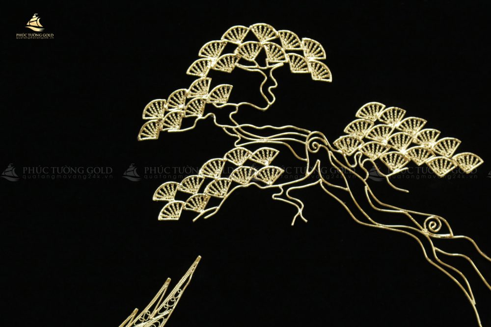 Tranh chữ Thọ thư pháp mạ vàng 24k - CT11 5