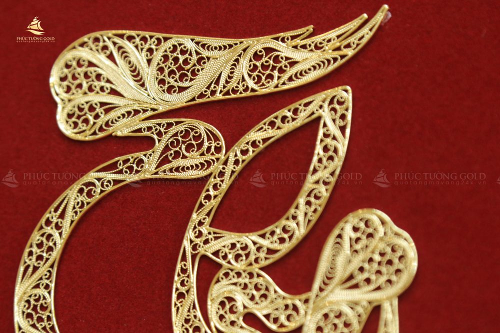 Tranh chữ Thọ thư pháp mạ vàng 24k - CT11 7 9