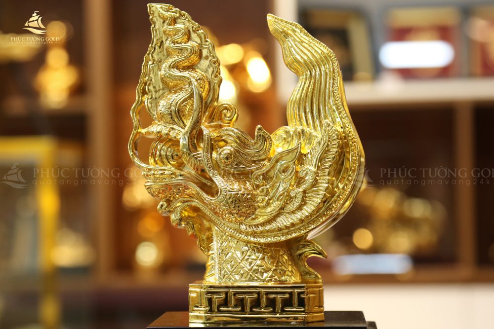 Tượng đầu rồng thời Lý mạ vàng 24k - TR10