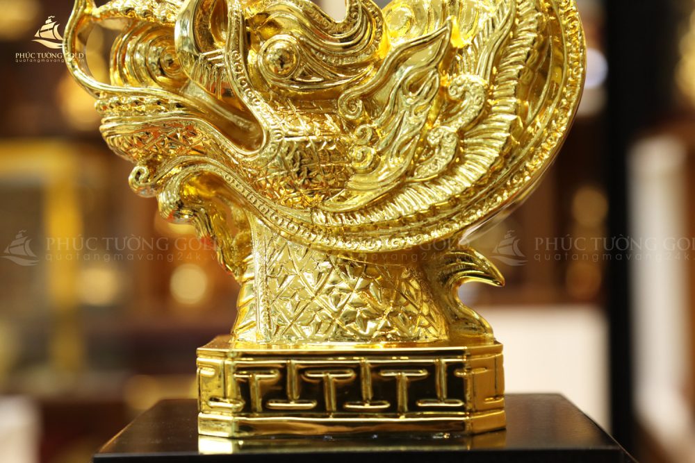 Tượng đầu rồng thời Lý mạ vàng 24k - TR10 3