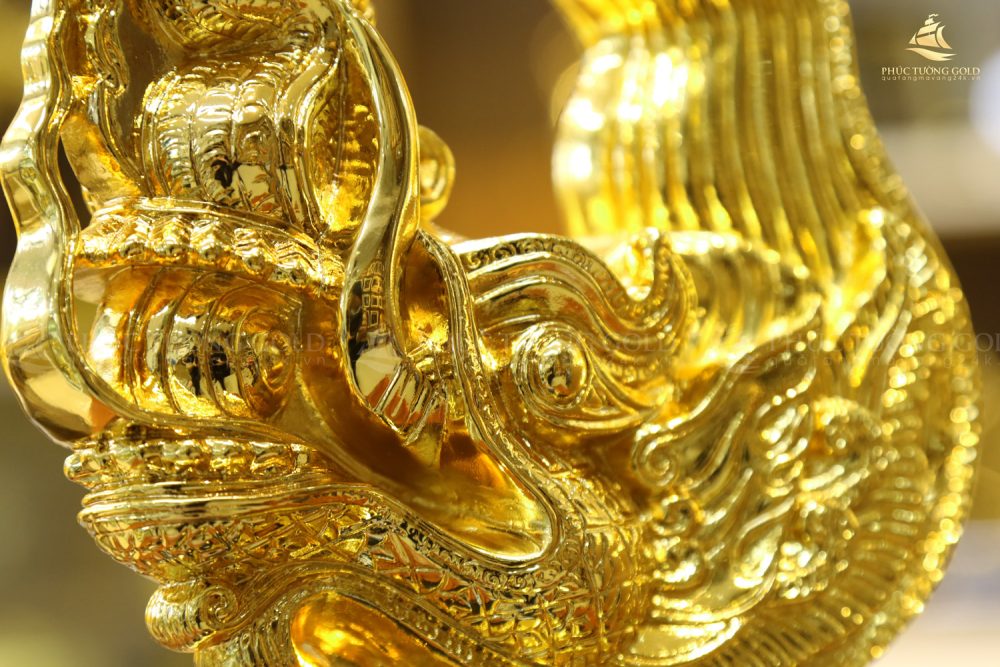 Tượng đầu rồng thời Lý mạ vàng 24k - TR10 5