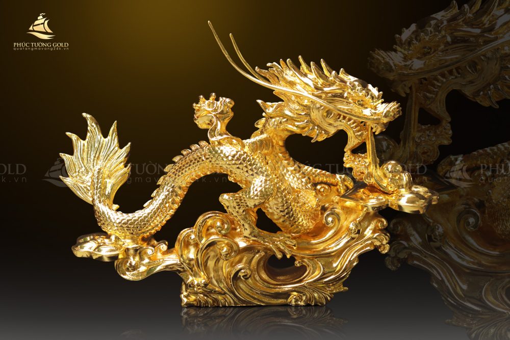 Tượng rồng Vân Long Khai Lộc mạ vàng 24k - TR04 2