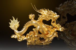 Tượng rồng Vân Long Khai Lộc mạ vàng 24k - TR04