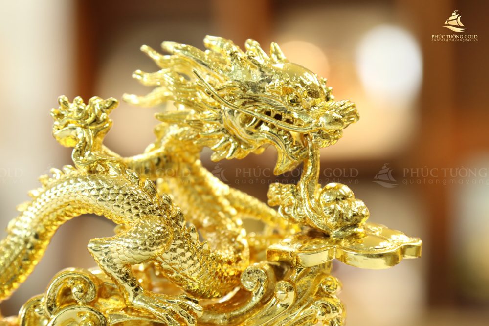 Tượng rồng Vân Long Khai Lộc mạ vàng 24k - TR04 6