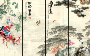 Tranh tứ quý tùng cúc trúc mai, biểu tượng của sức mạnh, sự kiên trì và tinh thần bền bỉ - phuctuonggold-com