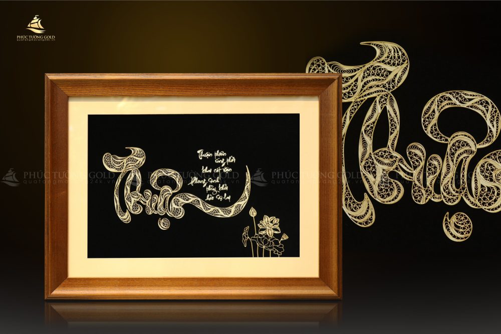 Tranh chữ Thuận thư pháp mạ vàng 24k - CT12 2