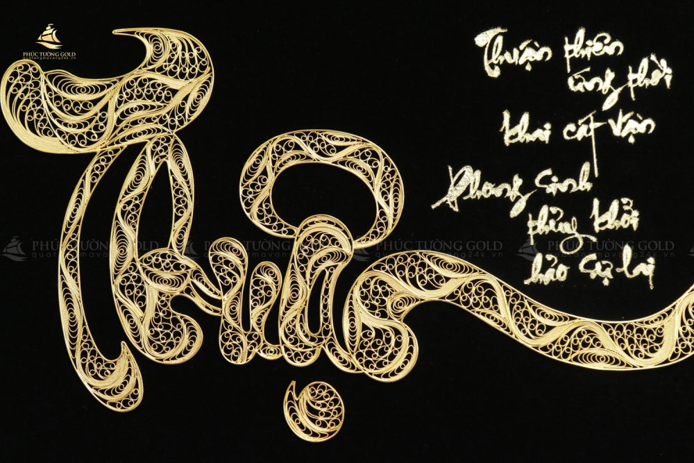 Tranh chữ Thuận thư pháp mạ vàng 24k - CT12 3