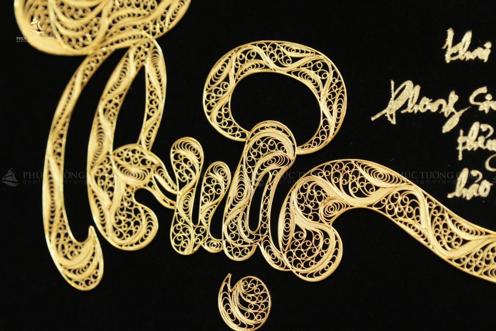 Tranh chữ Thuận thư pháp mạ vàng 24k - CT12 4