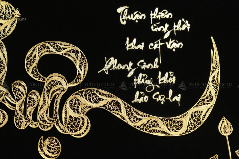 Tranh chữ Thuận thư pháp mạ vàng 24k - CT12 5