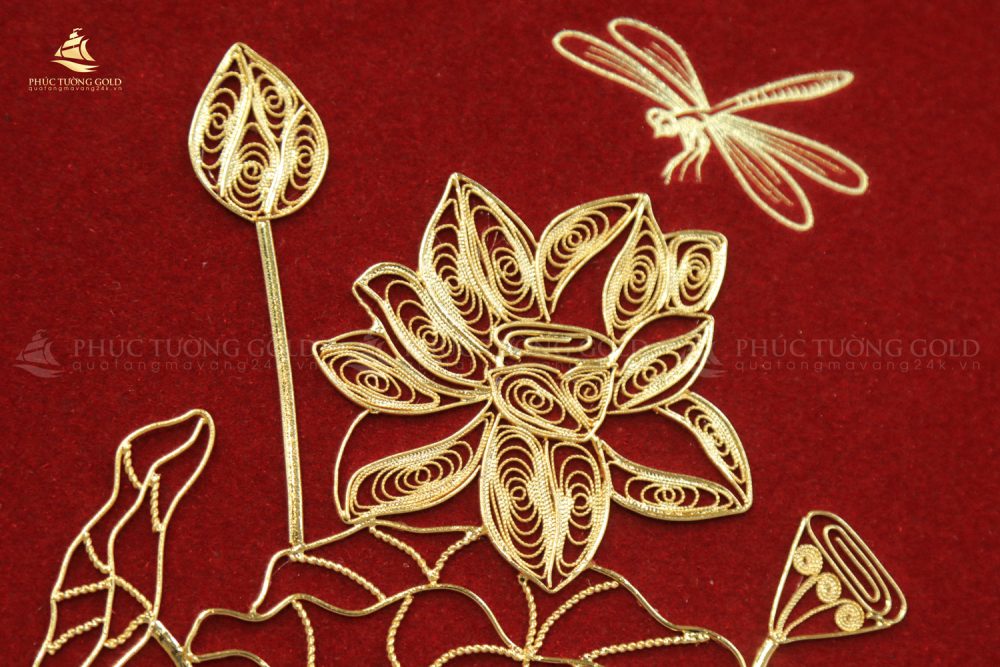 Tranh hoa sen bạc mạ vàng 24k - HS11 3