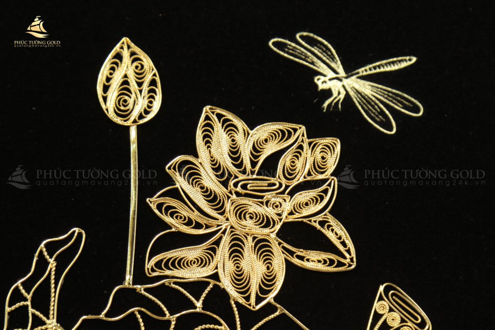 Tranh hoa sen bạc mạ vàng 24k - HS11 8