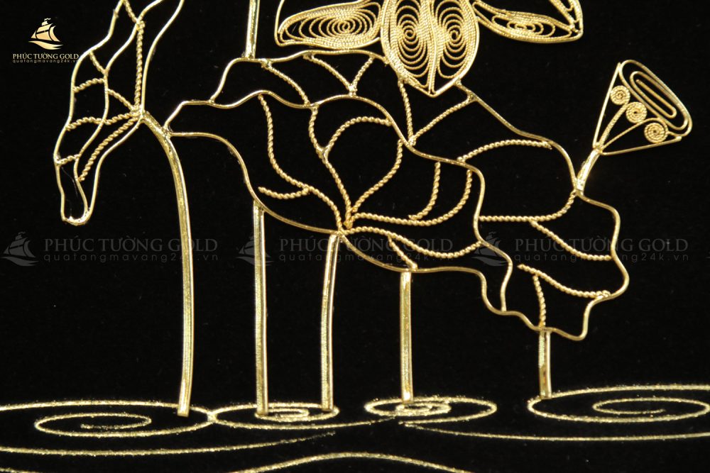 Tranh hoa sen bạc mạ vàng 24k - HS11 9