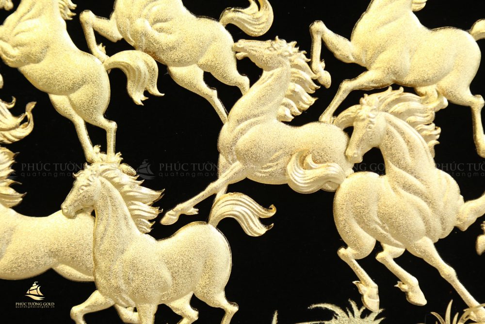 Tranh mã đáo thành công để bàn vàng lá 24k - MD08 10