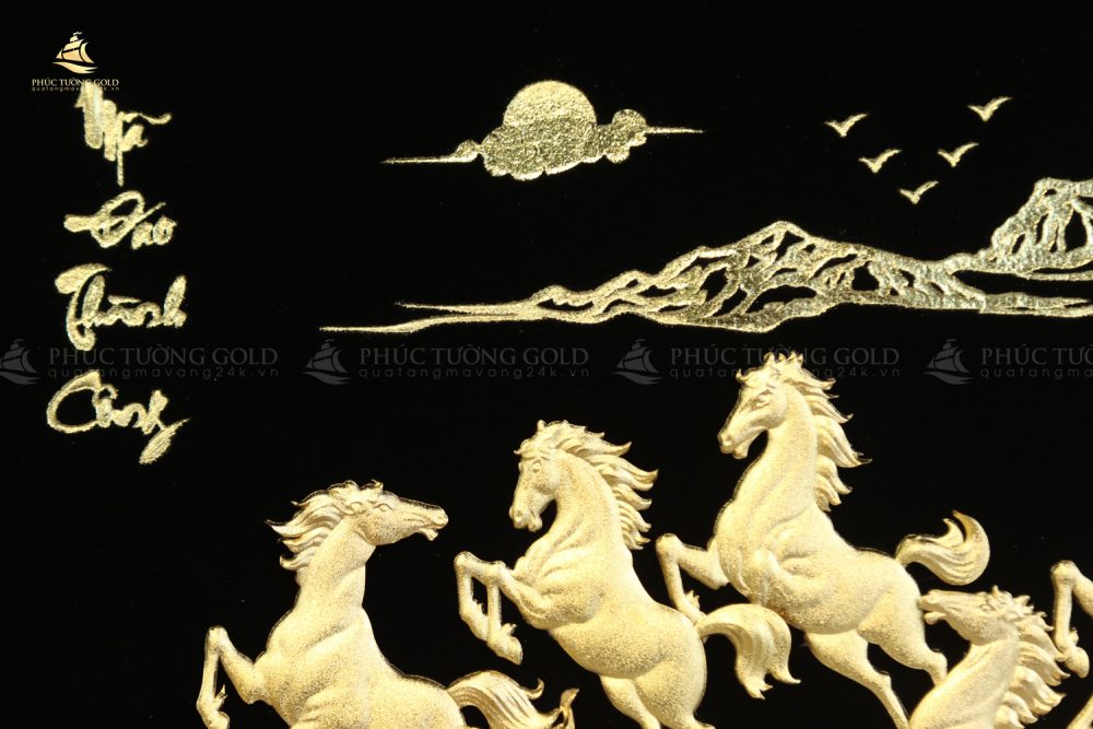 Tranh mã đáo thành công để bàn vàng lá 24k - MD08 11
