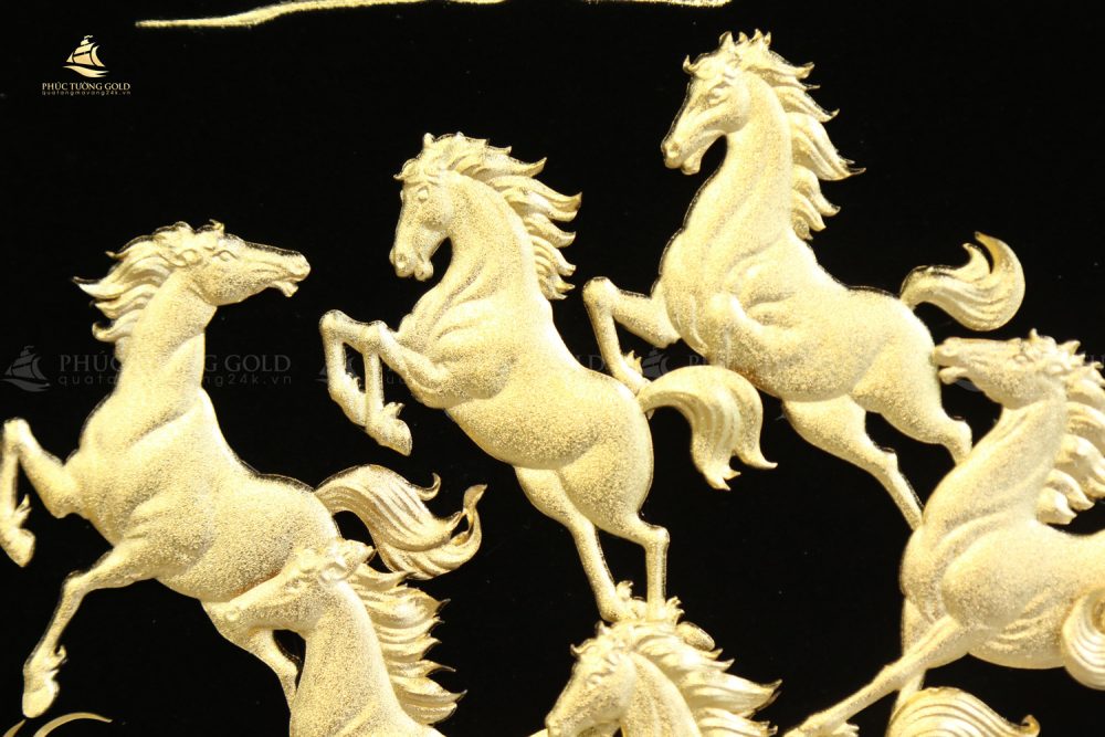 Tranh mã đáo thành công để bàn vàng lá 24k - MD08 12