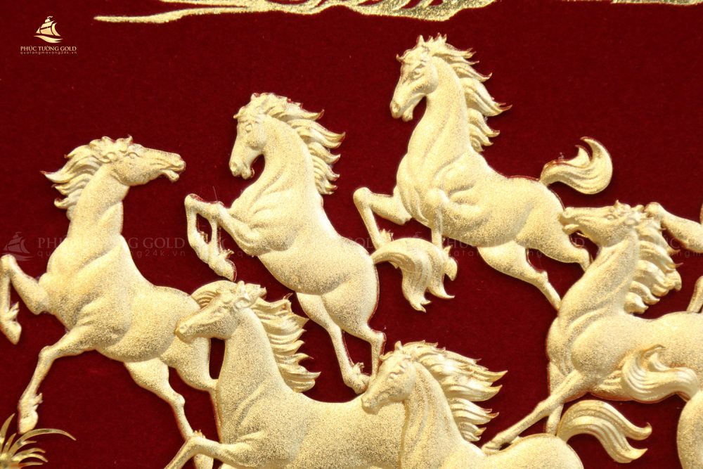 Tranh mã đáo thành công để bàn vàng lá 24k - MD08 5