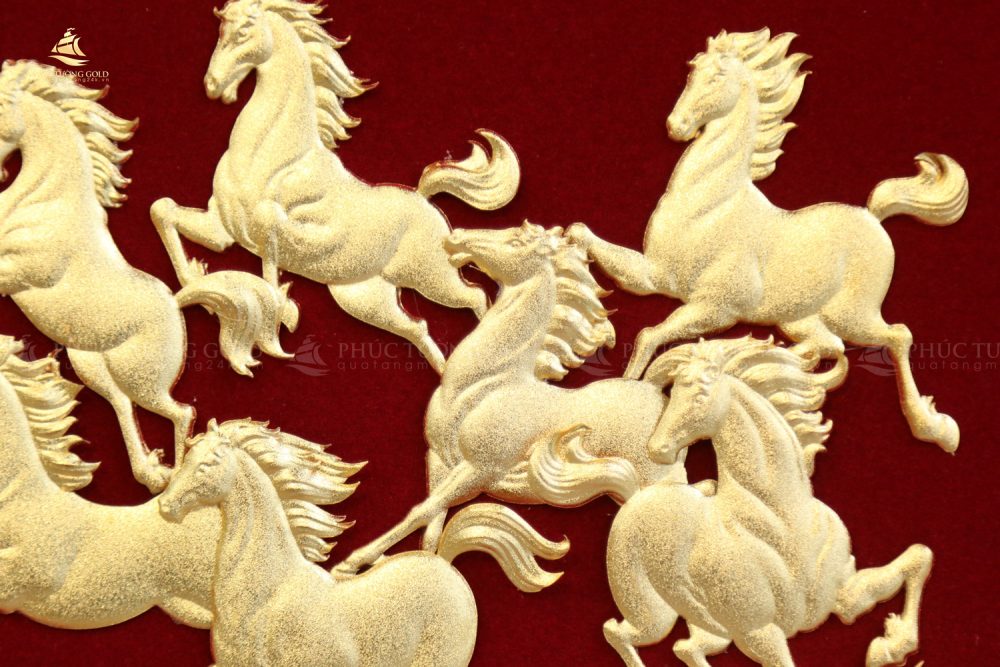 Tranh mã đáo thành công để bàn vàng lá 24k - MD08 6