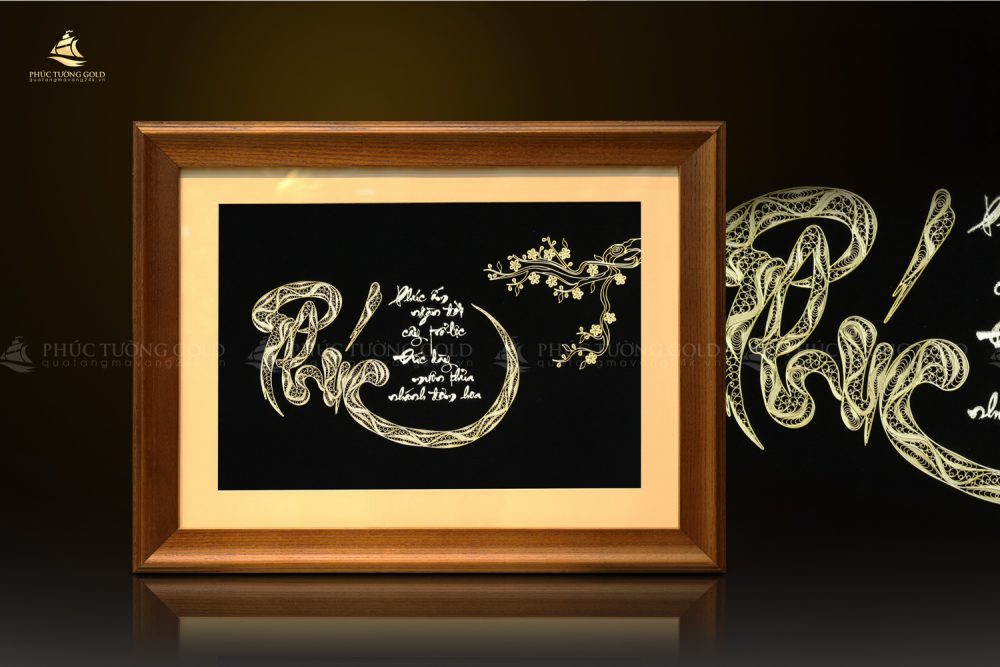 Tranh thư pháp chữ Phúc mạ vàng 24k - CP06 2
