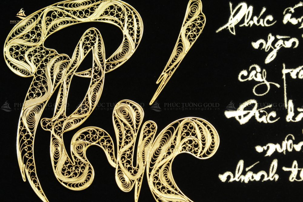 Tranh thư pháp chữ Phúc mạ vàng 24k - CP06 4