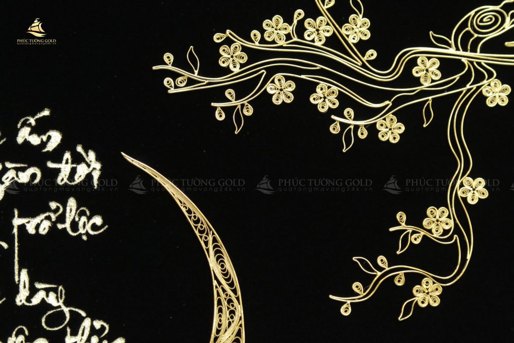 Tranh thư pháp chữ Phúc mạ vàng 24k - CP06 5