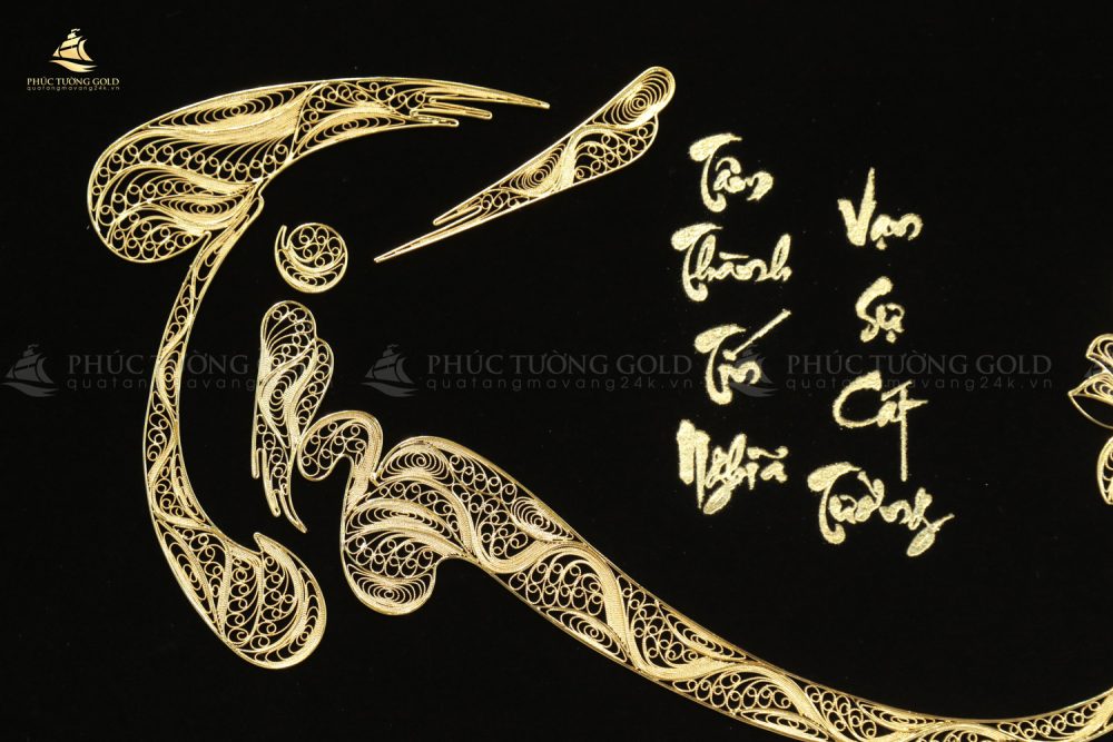 Tranh thư pháp chữ Tín mạ vàng 24k - CT13 4